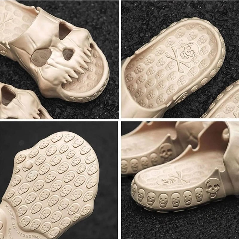 woobles Skull Design Single Band Slides, 2023 New EVA Thick Bottom Skull Design Could Slippers, Unique Couple Beach Sandals for Women and Men (42-43,Blue) 42-43 Blue - Image 4