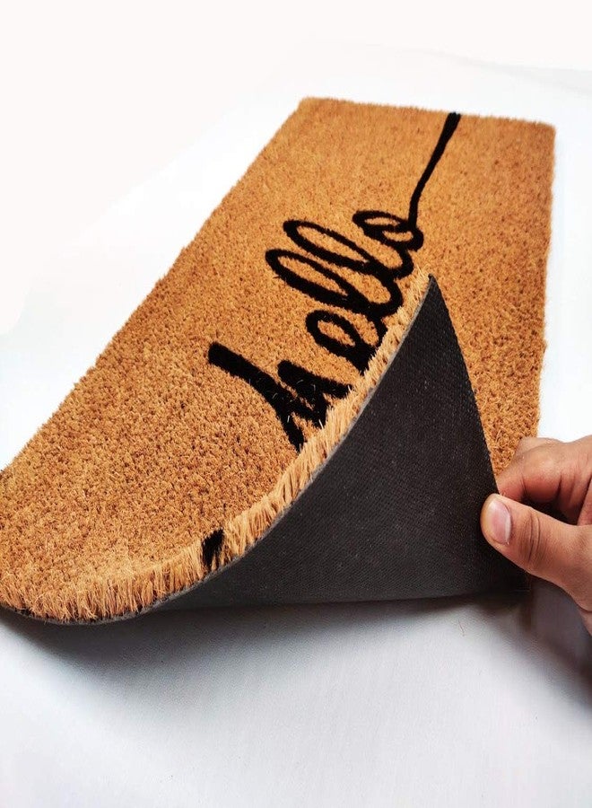 Kempf Cursive Hello Coco Coir Doormat, 18" x 47", Heavy-Duty Indoor Outdoor Entrance Mat with Non-Slip Backing - Image 3