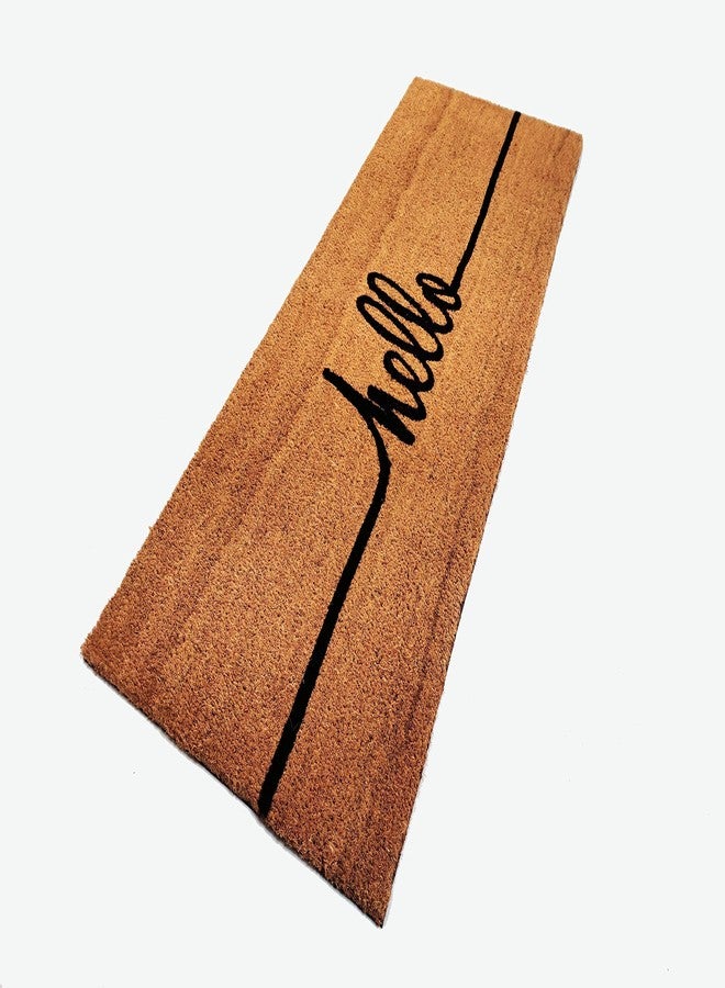 Kempf Cursive Hello Coco Coir Doormat, 18" x 47", Heavy-Duty Indoor Outdoor Entrance Mat with Non-Slip Backing - Image 2