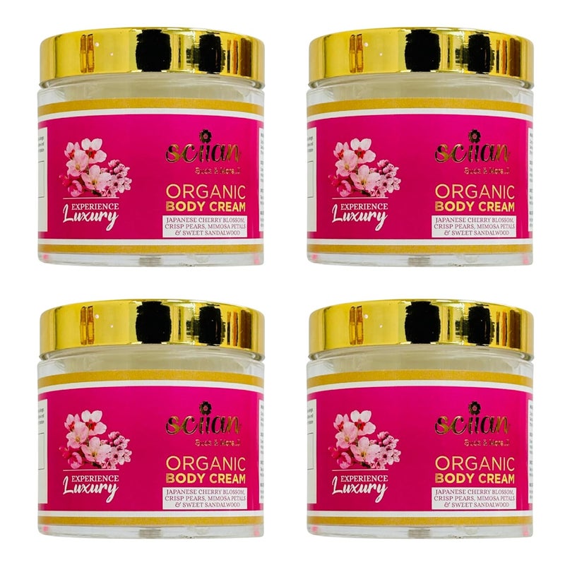 SCIIAN Japanese Cherry Blossoms Crisp Pears Mimosa Petals And Sweet Sandalwood Body Cream 100gm Body Cream for Women Body Cream for Dry Skin Enriched with Olive Oil Almond Oil Pack of 4 - Image 1