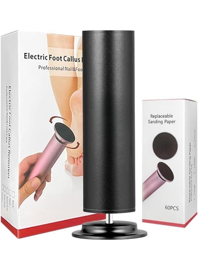 NIBEMINENT Electric Foot File - Callus Remover for Feet,Adjustable Speed Foot File with 60 Pcs Sandpaper Discs,Professional Pedicure Tool for Dead Skin and Calluses - Matte Black  - Image 1