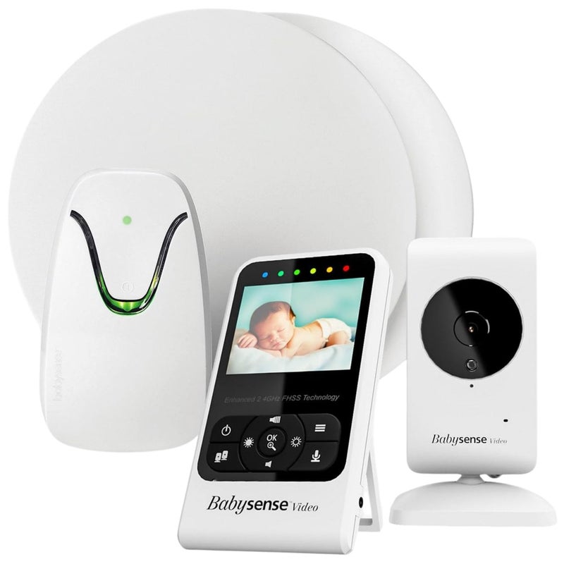 Babysense Video Breathing Movement Monitor Video Baby Monitor with Breathing Motion Detection Alerts Bundle Pack Video Monitor V24R with Babysense 7 UnderTheMattress Sleep Monitor
