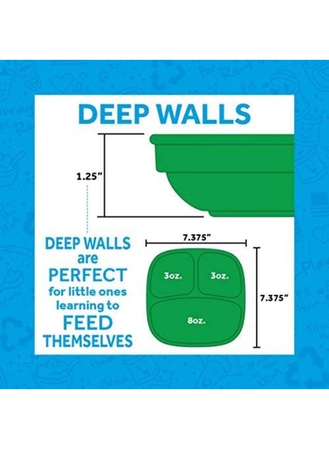 Replay Re Play Made in the USA Dinnerware Set - 3pk Divided Plates with matching Utensils - Sky Blue, Aqua, Lime Green (Under the Sea) - Image 3