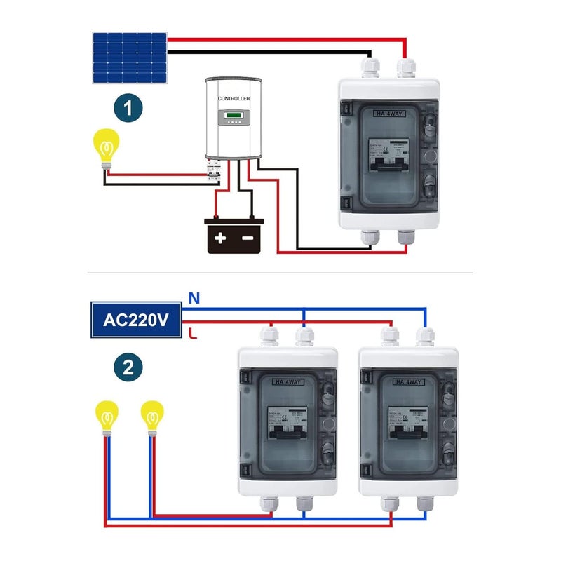 klarako DC Miniature Circuit Breaker, Current Isolator, 2P 50A 1000V Disconnecting Switch, Overload Protection Air Switch, IP65 Waterproof, for Solar PV System - Image 3