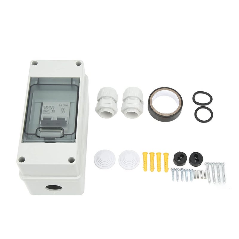 klarako DC Miniature Circuit Breaker, Current Isolator, 2P 50A 1000V Disconnecting Switch, Overload Protection Air Switch, IP65 Waterproof, for Solar PV System - Image 1