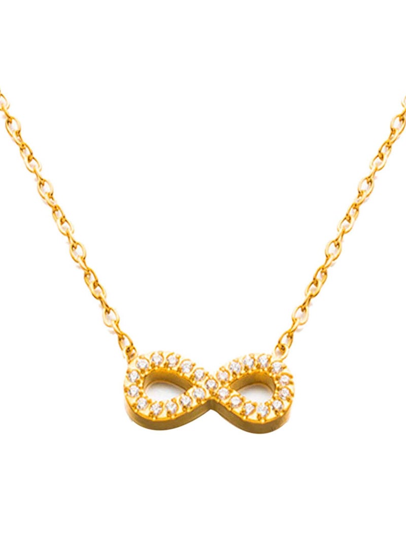 كاف كريشنس عقد من الفولاذ المقاوم للصدأ مطلي بالذهب 18 قيراط، كريستال إنفينيتي، طول السلسلة 47 سم للنساء والفتيات - Image 1