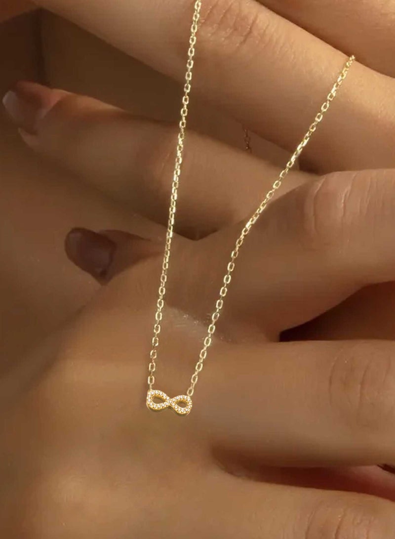 كاف كريشنس عقد من الفولاذ المقاوم للصدأ مطلي بالذهب 18 قيراط، كريستال إنفينيتي، طول السلسلة 47 سم للنساء والفتيات - Image 2