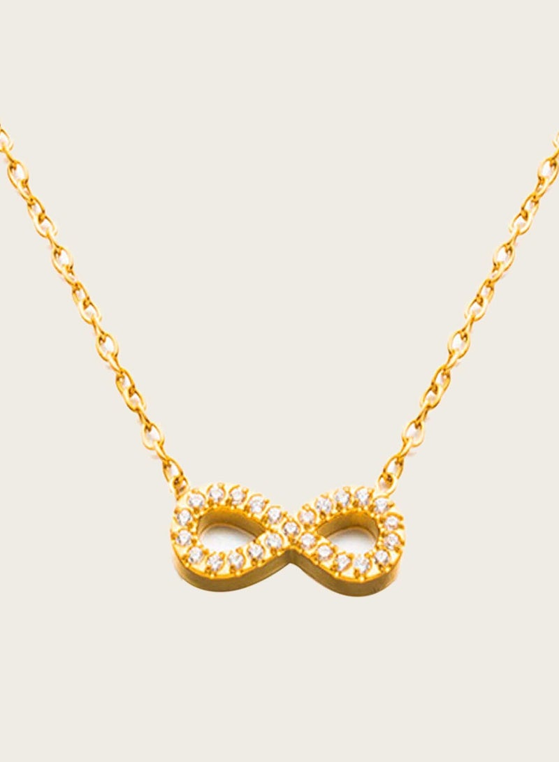 كاف كريشنس عقد من الفولاذ المقاوم للصدأ مطلي بالذهب 18 قيراط، كريستال إنفينيتي، طول السلسلة 47 سم للنساء والفتيات - Image 3