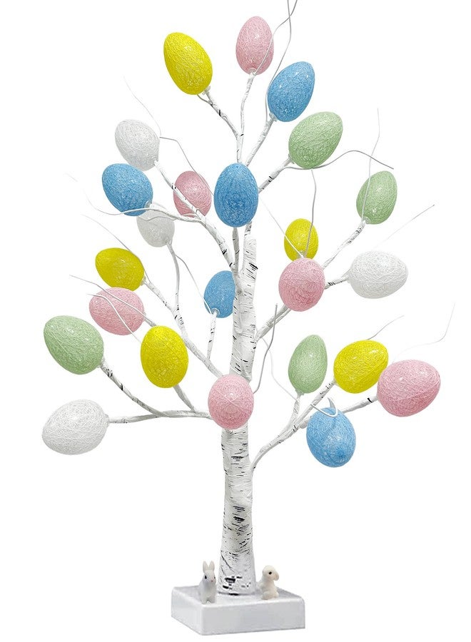 BirdNest زينة عيد الفصح، شجرة بيض عيد الفصح الاصطناعية المضاءة مسبقًا بمصابيح LED، شجرة البتولا المضيئة بطول قدمين، مصباح شجرة مضيء لتزيين طاولة عطلة الربيع - Image 1