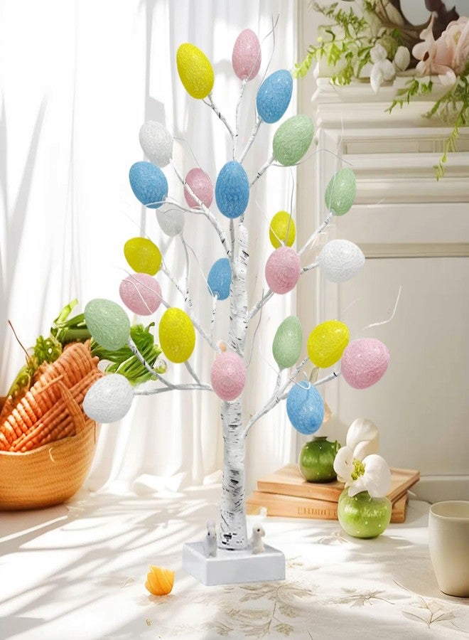 BirdNest زينة عيد الفصح، شجرة بيض عيد الفصح الاصطناعية المضاءة مسبقًا بمصابيح LED، شجرة البتولا المضيئة بطول قدمين، مصباح شجرة مضيء لتزيين طاولة عطلة الربيع - Image 3
