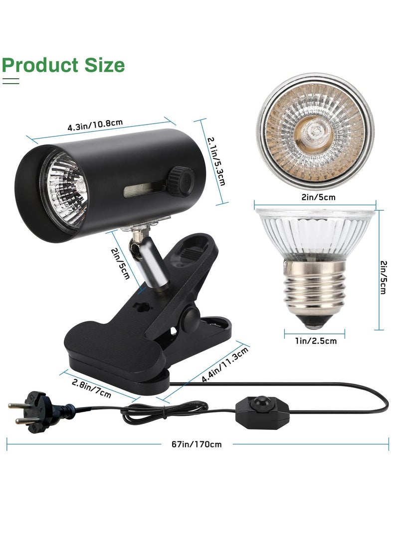 SYOSI - Tortoise Heat Lamp Basking Light for Reptiles, Turtle Light Holder with EU Plug 360° Rotating Reptile Heat Lamp with 3 UVA/UVB Reptile Heat Bulb, E27 Adjustable Brightness Reptile Clamp Lamp - Image 1