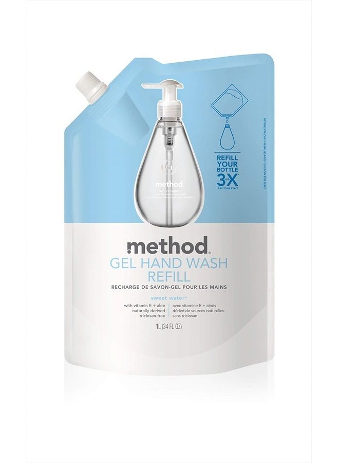 Method Gel Hand Soap Refill, Sweet Water, 34 oz, 1 pack, Packaging May Vary - Image 1