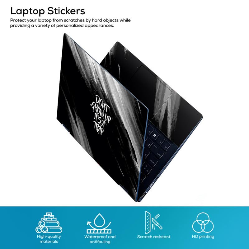 Galaxsia Don't Grow Up Top+Wrist Pad Vinyl Laptop Skin/Sticker/Cover for 14 Inches Laptops Laminated-Removable-HD Quality Compatible for Hp-Dell-Sony-Lenovo-Asus etc.(13.8x9.6 Inches) - Image 2