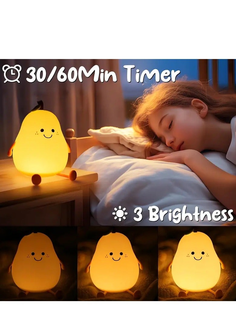 MarlaMall Kids night light, cute pear shaped silicone nursery light for babies and toddlers, fruit night light for boys and girls, bedroom night light, cosy bedside lamp for kids room. - Image 2