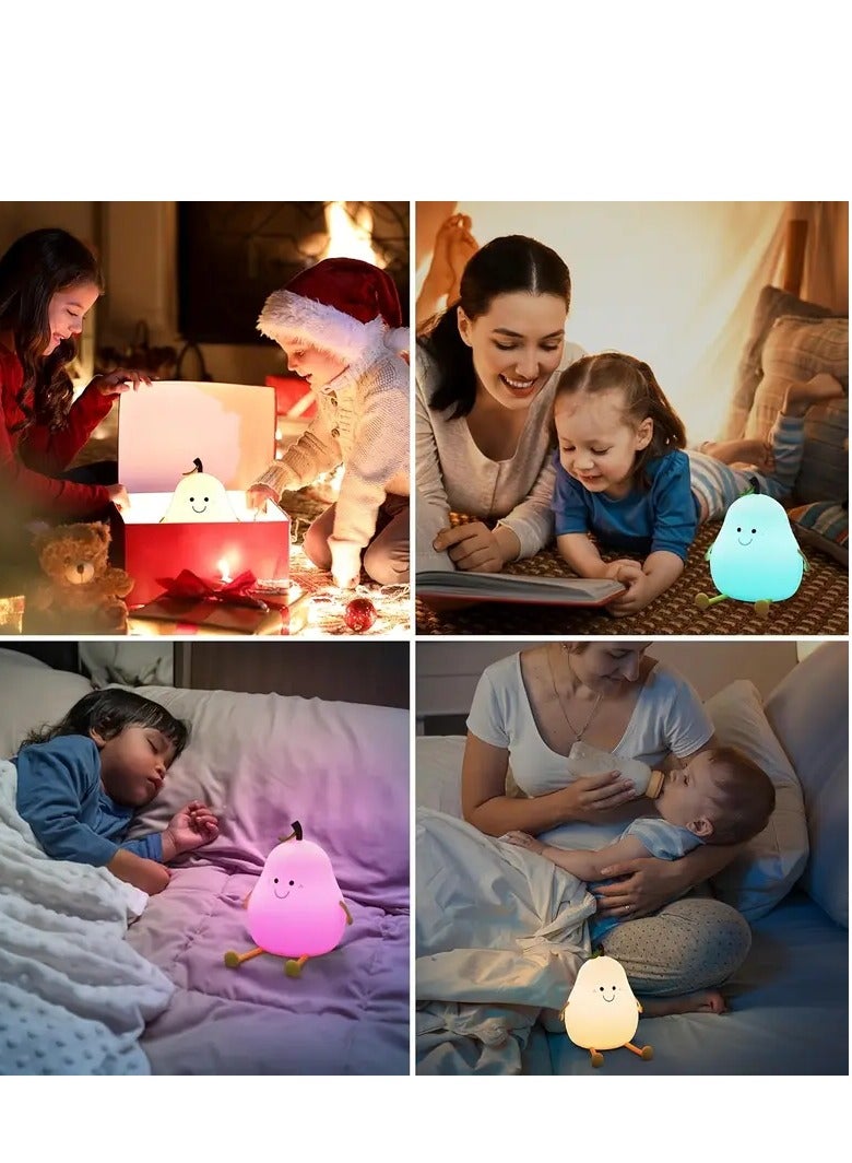 MarlaMall Kids night light, cute pear shaped silicone nursery light for babies and toddlers, fruit night light for boys and girls, bedroom night light, cosy bedside lamp for kids room. - Image 4