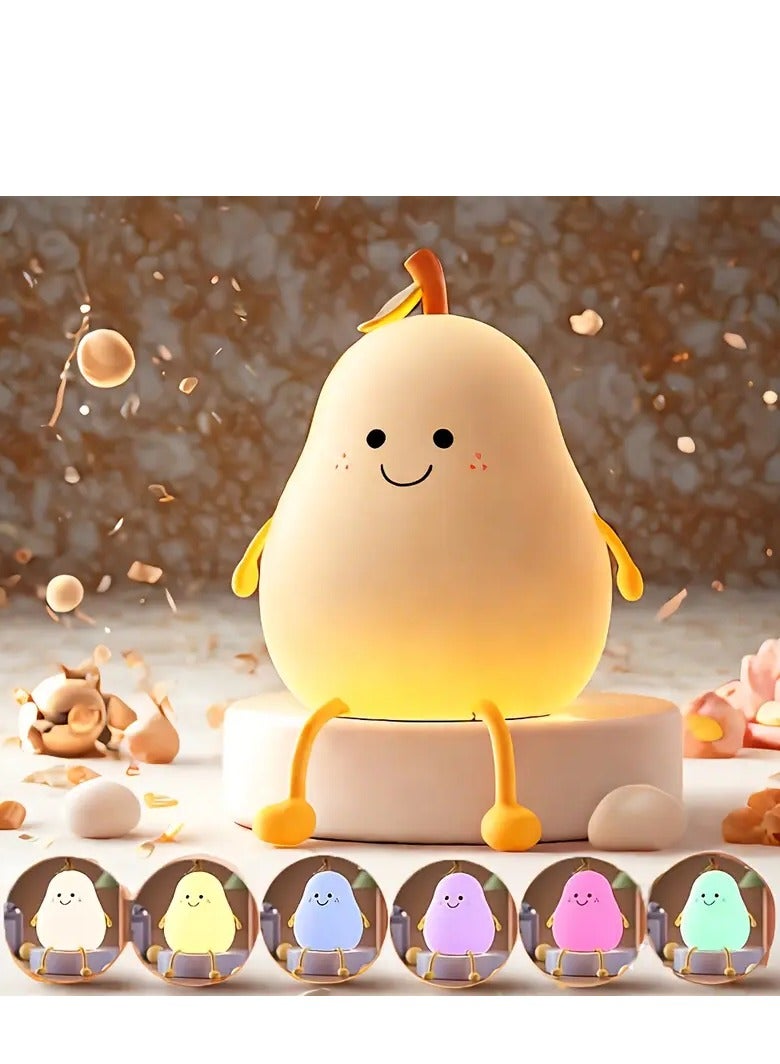 MarlaMall Kids night light, cute pear shaped silicone nursery light for babies and toddlers, fruit night light for boys and girls, bedroom night light, cosy bedside lamp for kids room. - Image 5