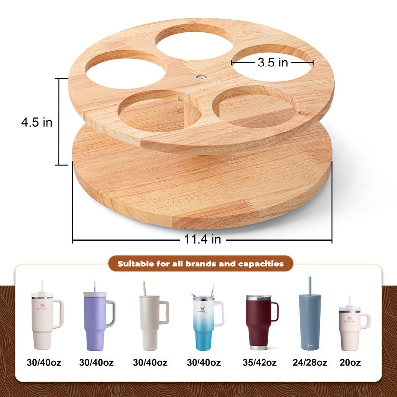 MyLifeUNIT Water Bottle Organizer for Stanley Cups 40oz/30oz/20oz, 360Â° Rotating Wooden Tumbler Organizer, Stanley Cup Holder for Cabinet Storage (Yellow) - Image 5