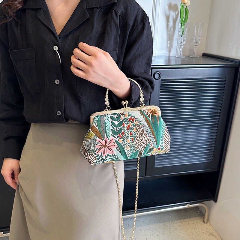 2023 New Buckle Chinese Style Evening Bag Portable Shoulder Crossbody All-Match Fashion Bag Embroidered High-End Women'S Bag - Image 5