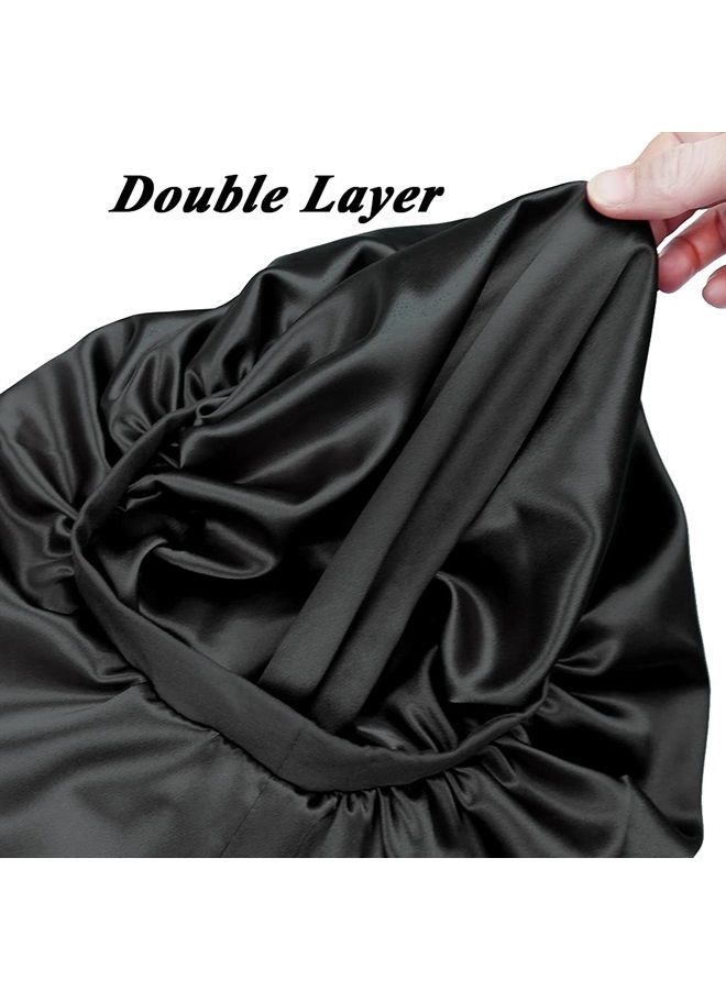 Awefeel Long Braids Satin Bonnet Jumbo Sleep Cap to Protect Hair Black - Image 4