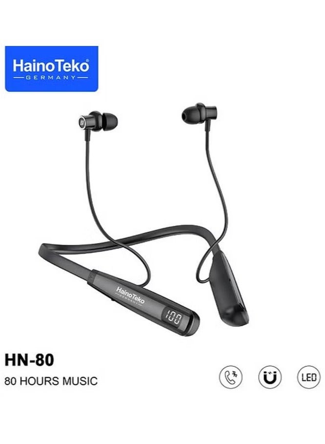 Haino Teko HN 80 Wireless Bluetooth Neckband Earphone – Premium Sound, Comfortable Fit, Long Battery Life, Easy Connectivity, Perfect for Music, Calls, and Active Lifestyles - Image 2