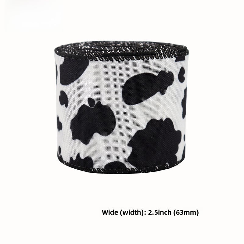 إسكدنيا Cow Print Grosgrain Ribbon Iron-edge Bow Tie 63mm wide