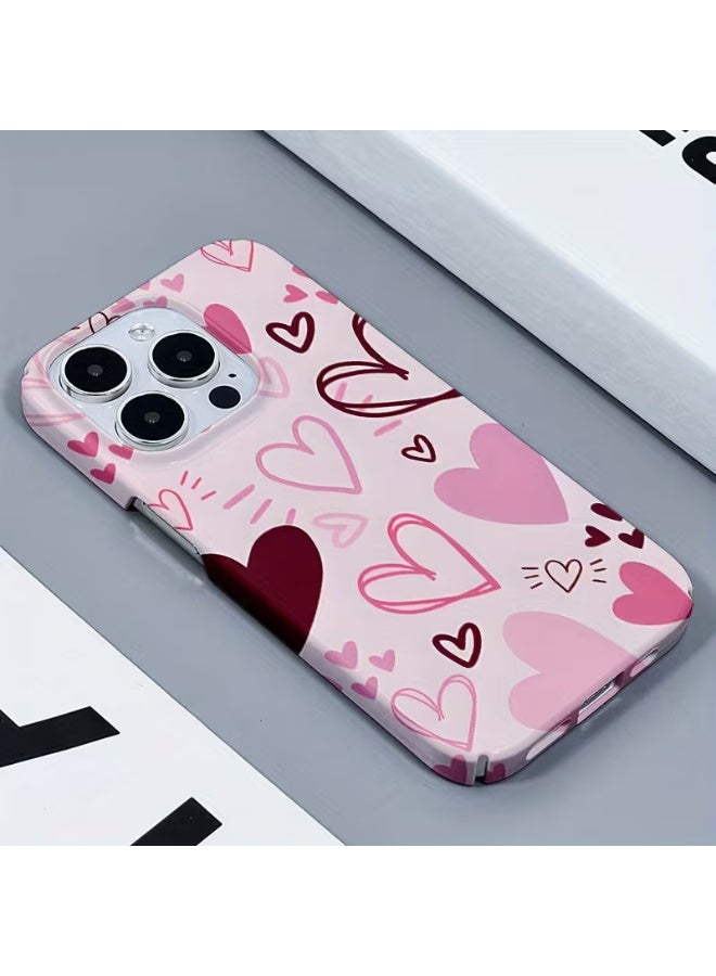Temu Hard phone case with a large and small heart design. Shockproof and scratch-resistant, suitable for men and women. Compatible with iPhone 14 Pro. - Image 1