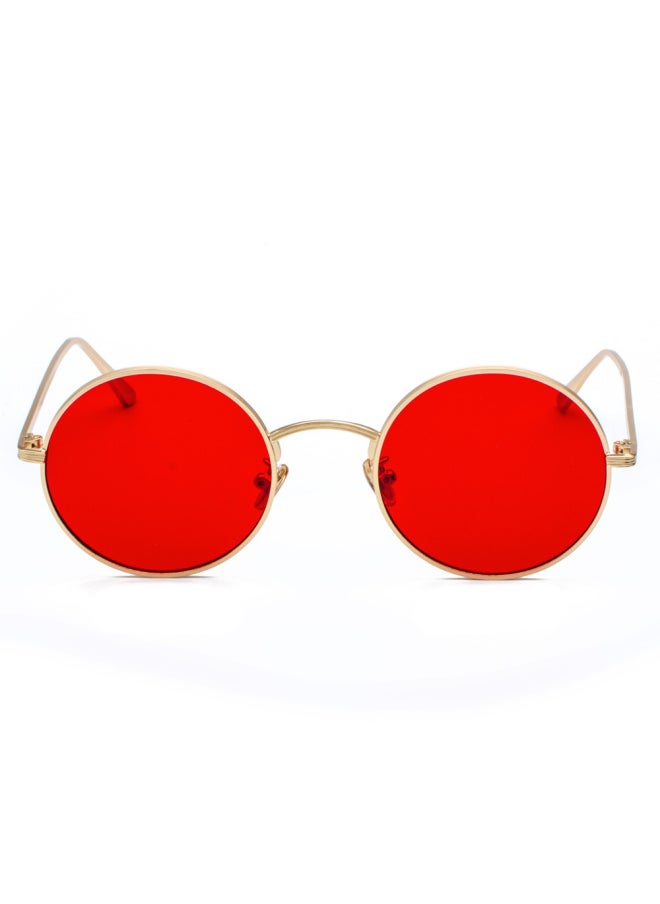 Generic - New gold round metal frame sunglasses men retro  summer style women red lens sun glasses unisex yellow pink black-Lenses Color:Gold with Red-Frame Color:other - Image 1