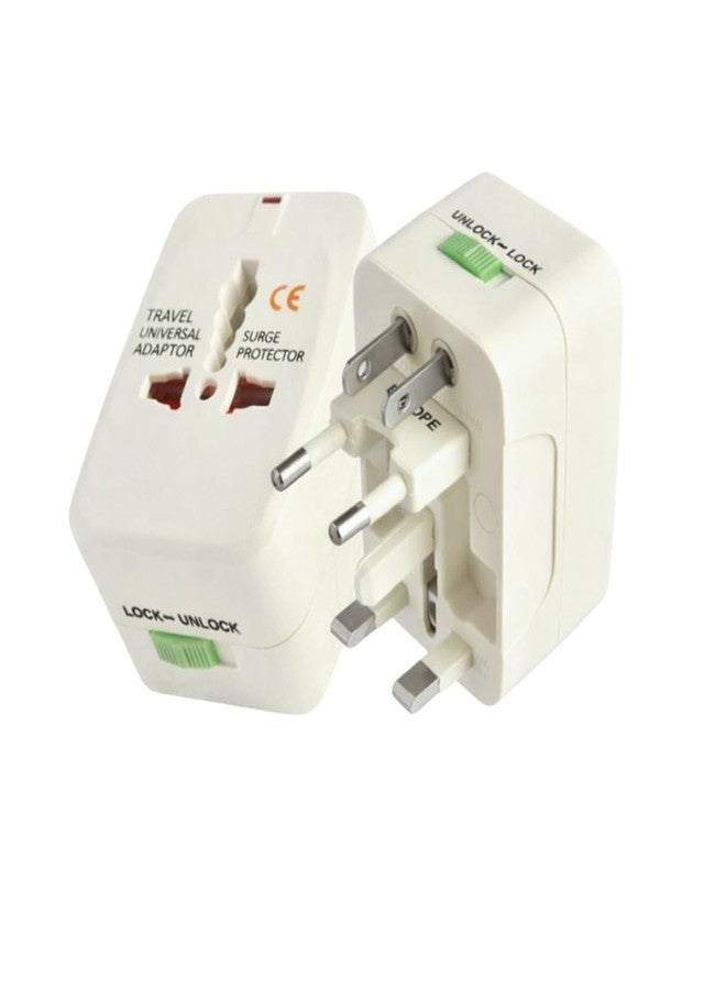 Hawk International Travel Adapter Suitable for All Countries, with Surge Protector, Off White, Universal Multi-Plug, Model: Impulse - Image 1
