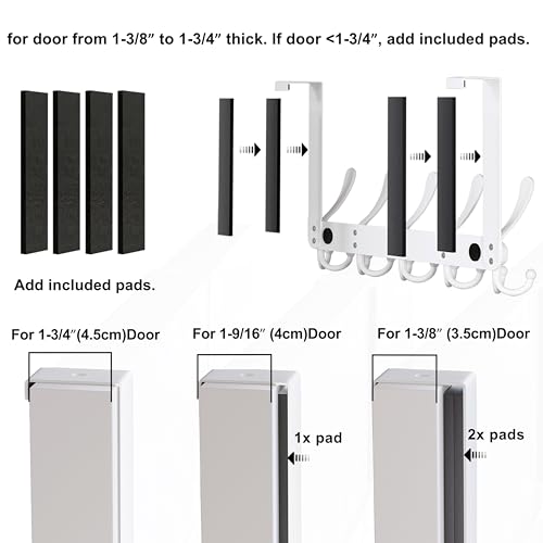 Dseap Over The Door Hook Hanger - 5 Tri Hooks, Heavy Duty Over The Door Towel Rack Coat Rack for Clothes Jacket, Hat Towel, White - Image 5