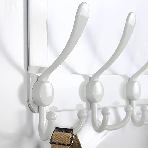 Dseap Over The Door Hook Hanger - 5 Tri Hooks, Heavy Duty Over The Door Towel Rack Coat Rack for Clothes Jacket, Hat Towel, White - Image 2