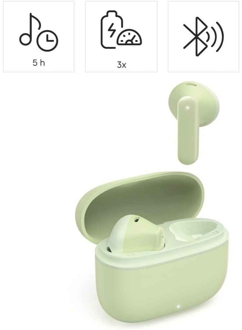 Hama |  Freedom Light II Bluetooth True Wireless Earbuds with Microphone, Touch/Voice Control, 20 Hour Battery, Charging/Carry Case, Green - Image 2