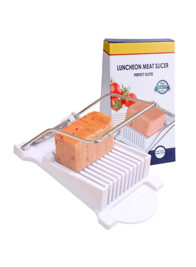 NVTED Slicer, Luncheon Meat Slicer Boiled Egg Fruit Soft Cheese Butter Slicers Cutter, Stainless Steel Wires, Cuts 10 Slices (White) - Image 1