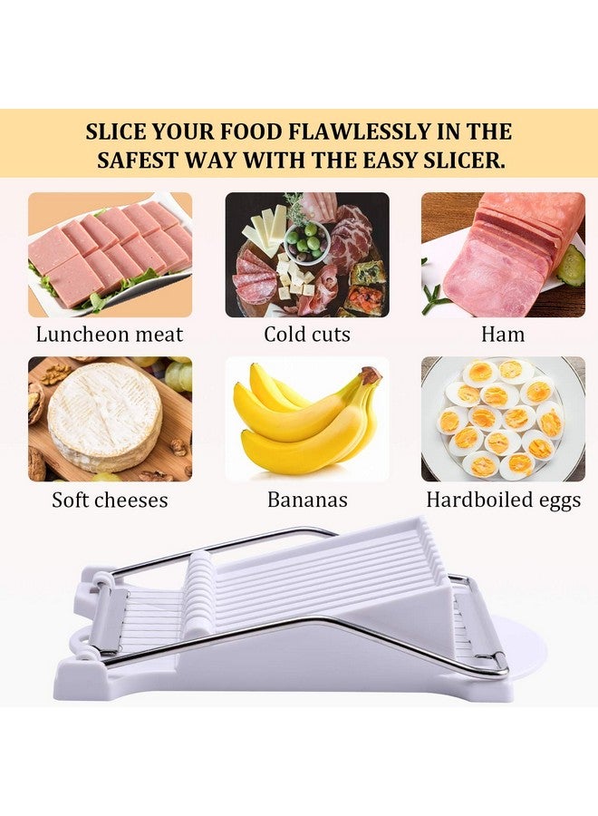 NVTED Slicer, Luncheon Meat Slicer Boiled Egg Fruit Soft Cheese Butter Slicers Cutter, Stainless Steel Wires, Cuts 10 Slices (White) - Image 3