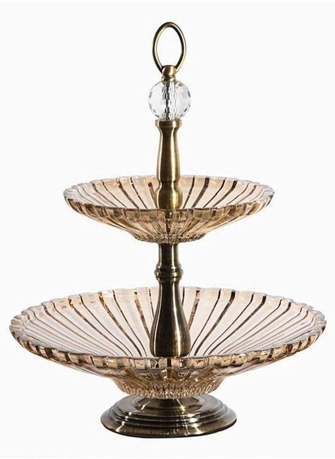 NKX 2 Tier Ornamental Fruit plate Metal Basket Modern Rack with Large Capacity  - Image 1
