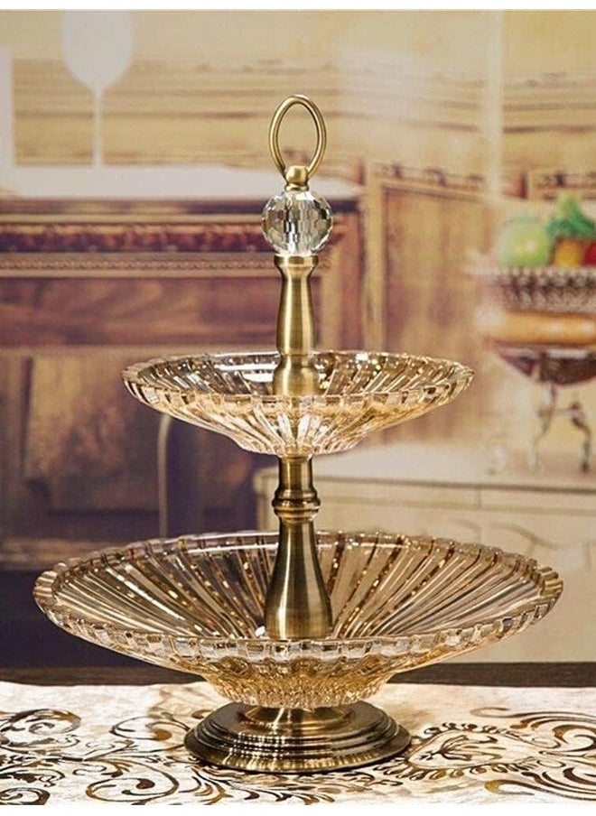 NKX 2 Tier Ornamental Fruit plate Metal Basket Modern Rack with Large Capacity  - Image 2