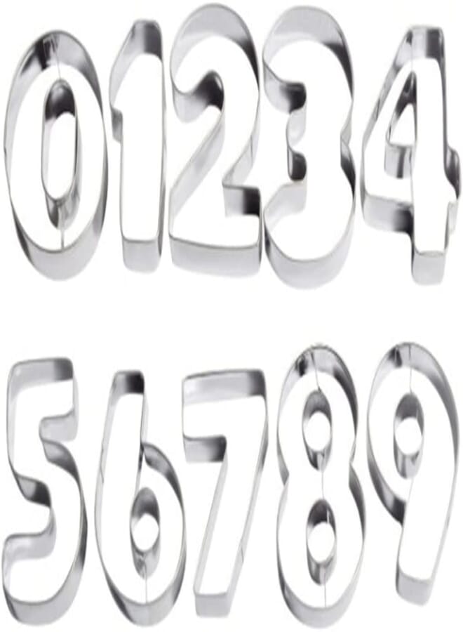 Numbers Dough Cutter from 0 to 9, Silver44627