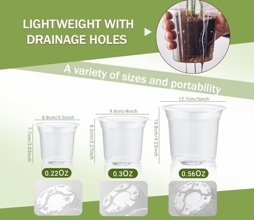 WandaQueen 30 Packs Clear Nursery Pots for Plants, 3.5/4/5 Inch High Transparency Plastic Seedling Plant Pot with Drainage Holes, Includes 20 Labels - Image 5