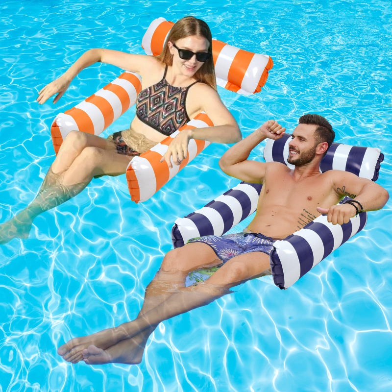TIWISSES 2 Pack Inflatable Pool Floats 4in1 Pool Hammock with Bottom Mesh 3 Tubes Inflatable Hammock for AdultsPortable Floating Chair Bed for Travel Swimming Pool Hot Tub - Image 2