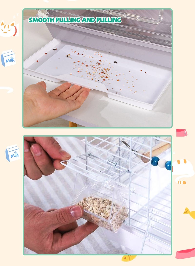 Kidle Large Transparent Bird Cage Parrot Cage Bird House Villa Large Space Viewing Cage 37*28*63cm - Image 4