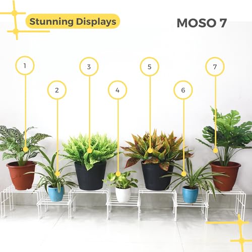 Meshable Moso 7 Tiered Plant Stand for Balcony and Living Room Made with Metal, Elegant Design and Rust Free Decorative Pot Stand for Indoor & Outdoor - White (Set of 1) - Image 2