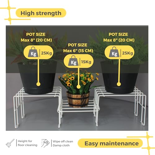 Meshable Moso 7 Tiered Plant Stand for Balcony and Living Room Made with Metal, Elegant Design and Rust Free Decorative Pot Stand for Indoor & Outdoor - White (Set of 1) - Image 4