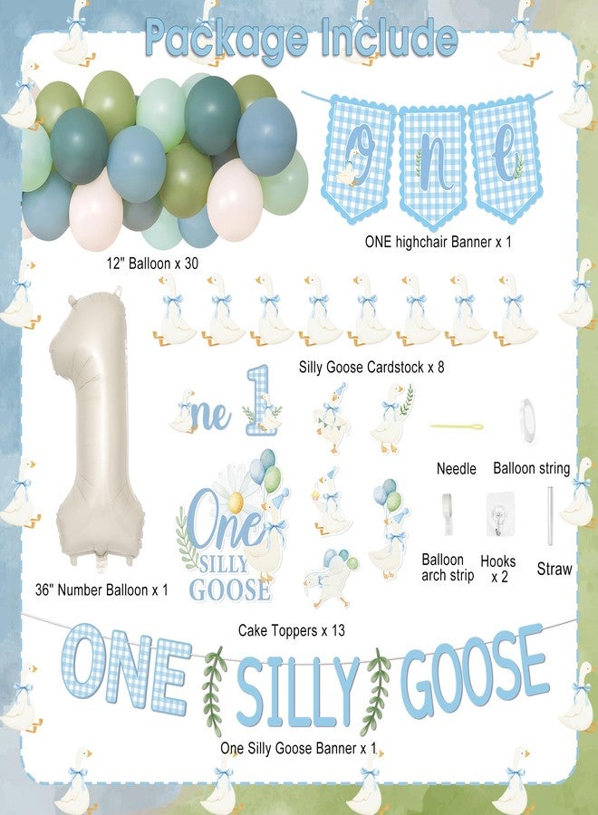 Kriyokiaa One Silly Goose Birthday Decor for Boy First Birthday Party Decorations with Balloon Garland, Highchair Banner Silly Goose Theme Cardboard,Banner, Cake Topper - Image 2