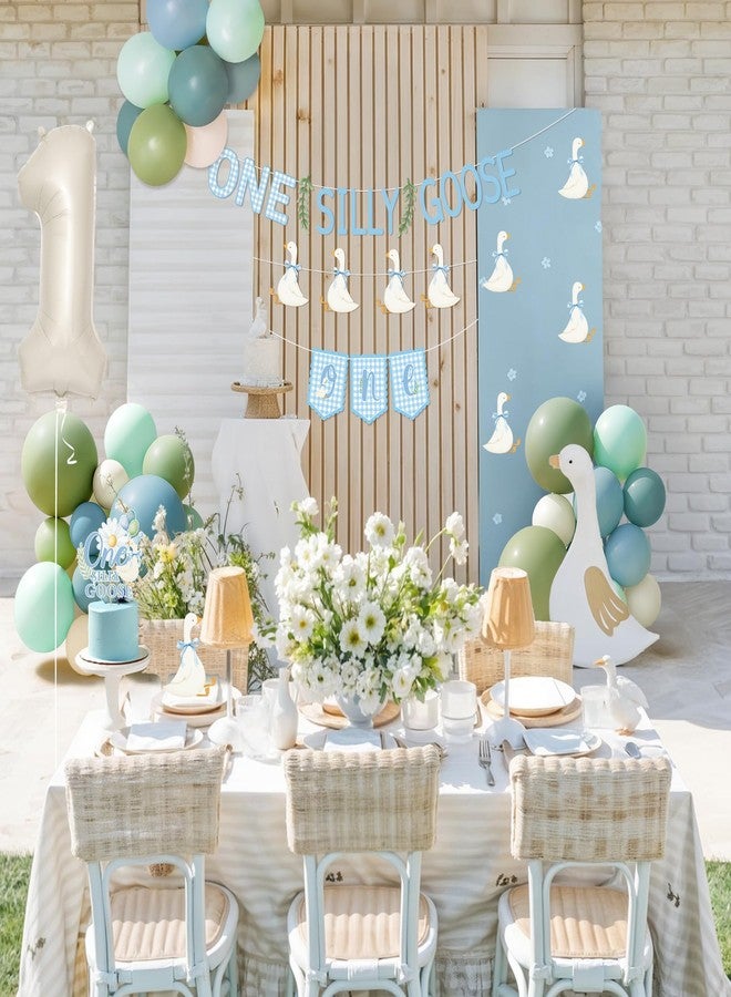 Kriyokiaa One Silly Goose Birthday Decor for Boy First Birthday Party Decorations with Balloon Garland, Highchair Banner Silly Goose Theme Cardboard,Banner, Cake Topper - Image 4