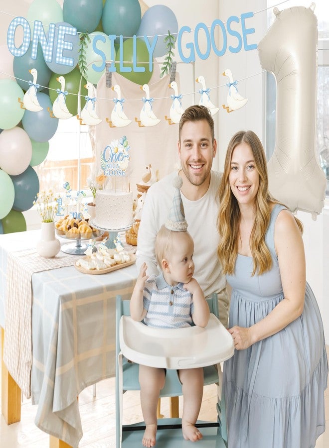 Kriyokiaa One Silly Goose Birthday Decor for Boy First Birthday Party Decorations with Balloon Garland, Highchair Banner Silly Goose Theme Cardboard,Banner, Cake Topper - Image 5