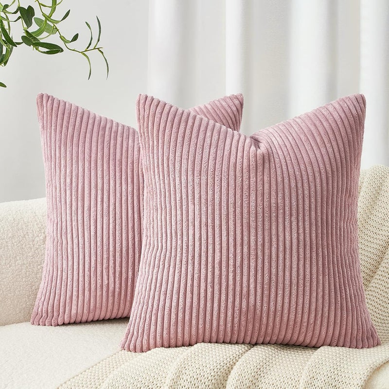 Topfinel Cushion Cover 60 x 60 cm Corduroy Windmill Stripes Pattern Decorative Cushion Covers Decoration for Sofa Cushions - Image 1