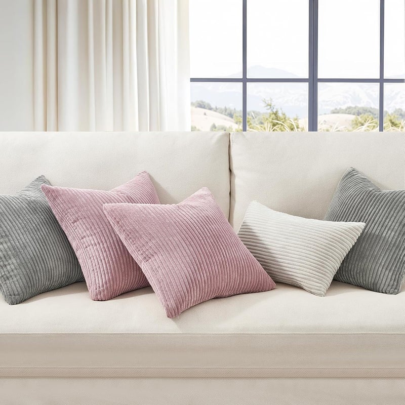 Topfinel Cushion Cover 60 x 60 cm Corduroy Windmill Stripes Pattern Decorative Cushion Covers Decoration for Sofa Cushions - Image 5