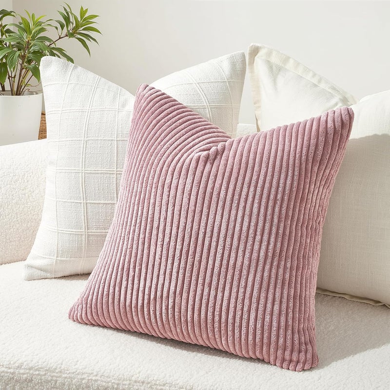 Topfinel Cushion Cover 60 x 60 cm Corduroy Windmill Stripes Pattern Decorative Cushion Covers Decoration for Sofa Cushions - Image 3