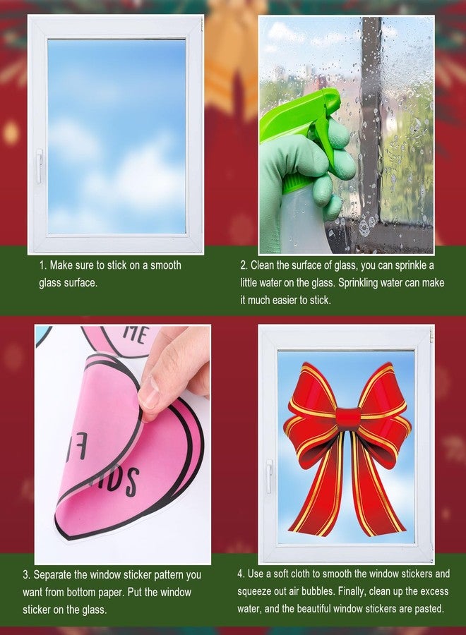 وولاين ملصقات نوافذ كبيرة الحجم من والين، قطعتان، بتصميم فيونكة عيد الميلاد، باللونين الأحمر والذهبي، على شكل ندفة ثلج، قابلة لإعادة الاستخدام، مثالية لتزيين المنزل في فصل الشتاء، والحفلات، والفصول الدراسية، وغيرها من مستلزمات الحفلات. - Image 3