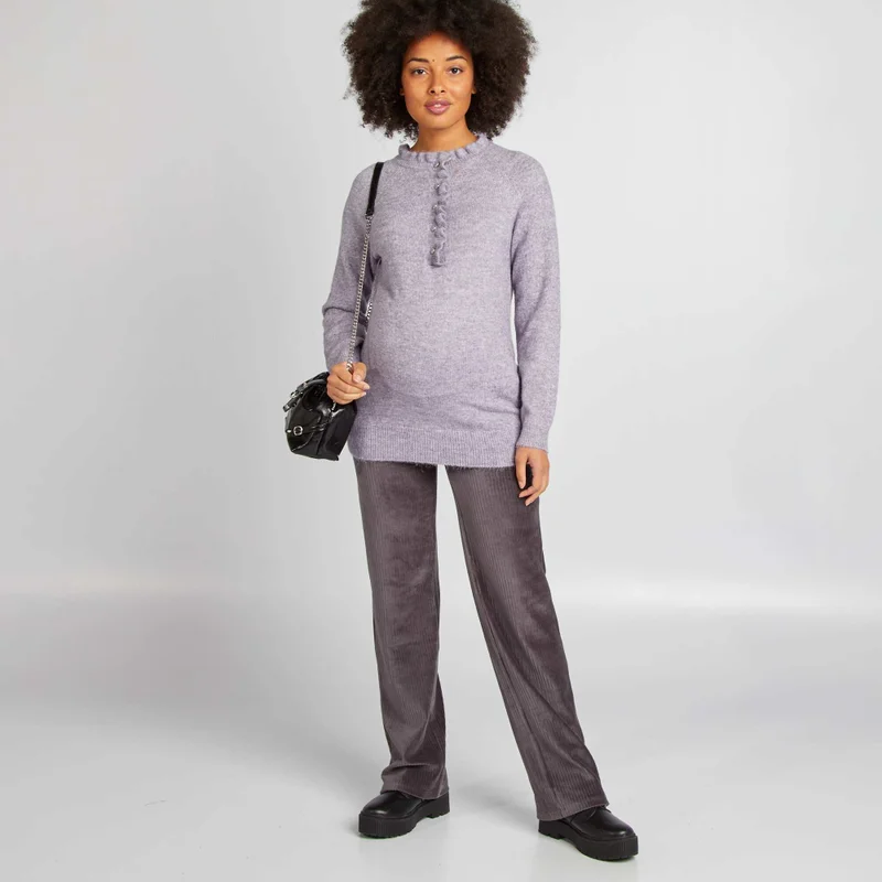 Kiabi Corduroy Maternity Trousers Black
