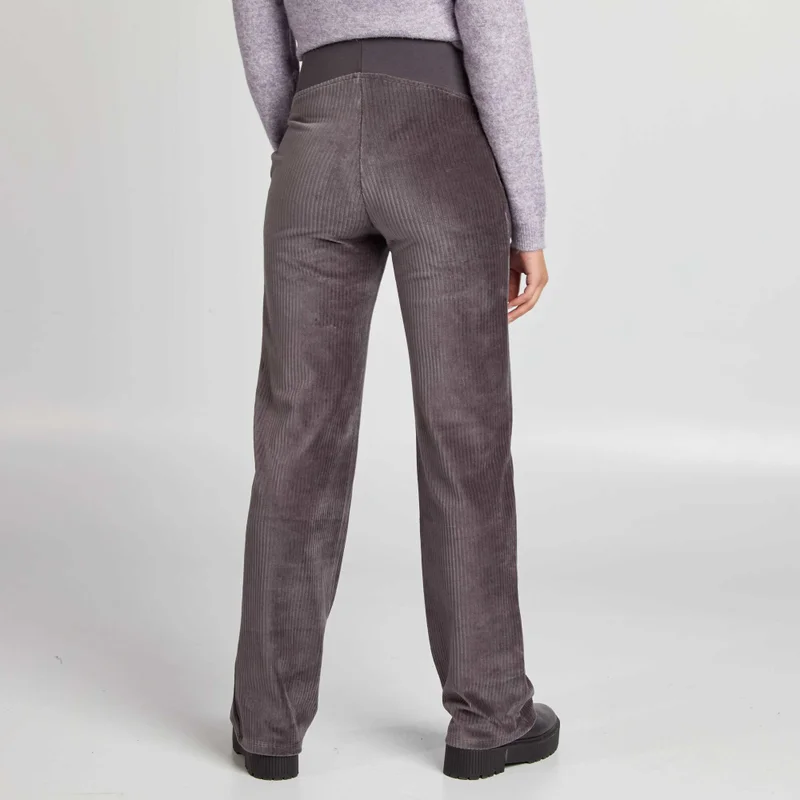 Kiabi  Corduroy Maternity Trousers Black for Women | Best Price UAE